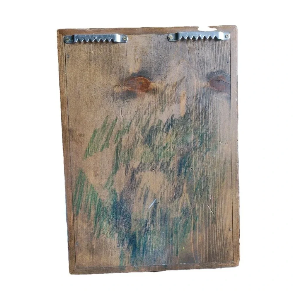 Vtg Wooden Painted Owl Key Holder Wall Mounted 6 Key Hook 12.5
